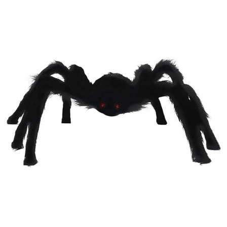 Japceit Halloween Simulation Spider, Big Fluffy Skull Spider Ornament, Web Netting Attachment for Room Decor, Halloween Scenes, Wall Hanging Props