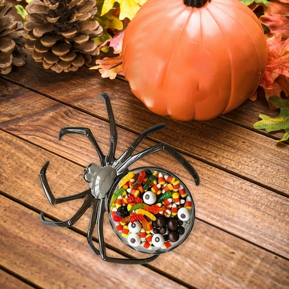 Japceit Halloween Spider Web Serving Tray, Plastic Themed Party Platter for Snacks, Vintage Style Decorative Dish for Buffet Table and Dessert Display