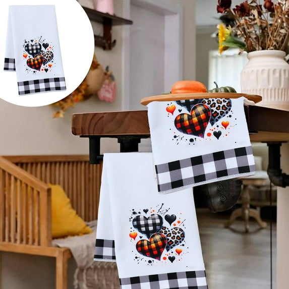 Japceit Halloween Themed Dish Towel, Kitchen and Dining Room Decor with Spooky Print, Absorbent and Durable Cloth for Daily Use, Fun and Festive Holiday Design