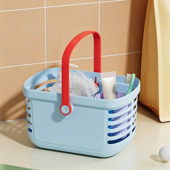 Japceit Handheld Storage Basket, Woven Plastic Toiletry Organizer Caddy, Portable Bin For Bathroom Kitchen Toilet Hand Wash Station, Dressing Table Countertop Supplies, Student Dorm Room Storage