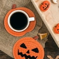 thumbnail image 1 of Japceit Handmade Halloween Drink Coasters Set, Pumpkin Themed Cotton Rope Placemats for Table Protection, Fall Thanksgiving Party Decorations with Non-Slip Backing, Pack of 4 Coasters, 1 of 6