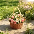 thumbnail image 1 of Japceit Handwoven Rattan Storage Basket With Handles,Wicker Rattan Flower Basket,Wedding Flower Girl Baskets,For Home Garden Decor, 1 of 7
