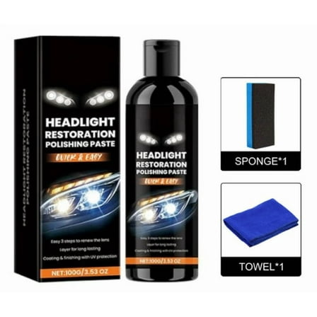 Japceit Headlight Restoration Polish Paste, Car Lamp Cleaning Compound for Yellowed Foggy Lights, Optical Clarity Enhancer with Protective Coating for Vehicle Maintenance