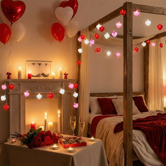 Japceit Heart Shaped String Lights, Battery Operated Party Wedding Decorative Atmosphere Lights, Mix and Match Valentine's Day Decor for Home, Room, and Event 3m