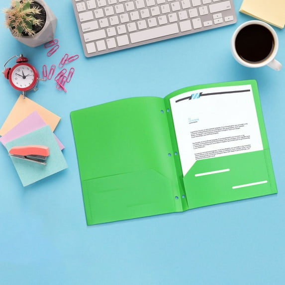 Japceit Heavy Duty Plastic Folder with Multiple Pockets, Letter Size Document Organizer for Office, Three Hole Punched File Folder for Paperwork, Sturdy Portfolio for Important Documents