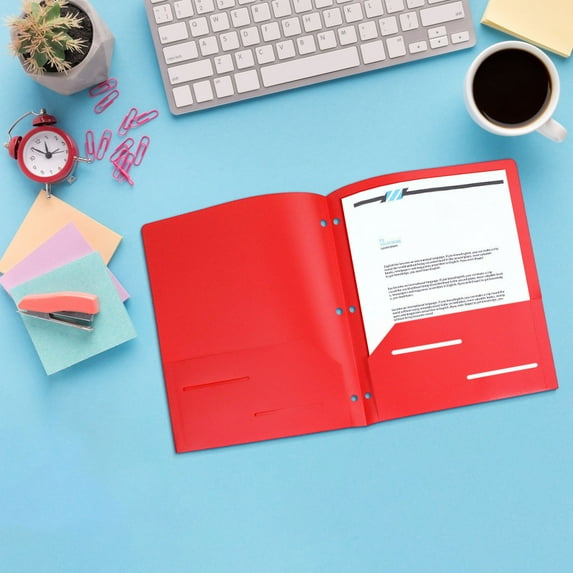 Japceit Heavy Duty Plastic Folder with Multiple Pockets, Letter Size Document Organizer for Office, Three Hole Punched File Folder for Paperwork, Sturdy Portfolio for Important Documents