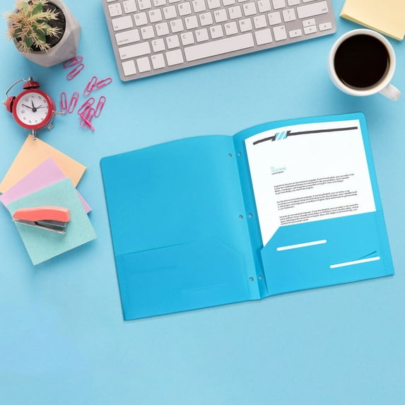 Japceit Heavy Duty Plastic Folder with Multiple Pockets, Letter Size Document Organizer for Office, Three Hole Punched File Folder for Paperwork, Sturdy Portfolio for Important Documents