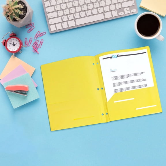 Japceit Heavy Duty Plastic Folder with Multiple Pockets, Letter Size Document Organizer for Office, Three Hole Punched File Folder for Paperwork, Sturdy Portfolio for Important Documents