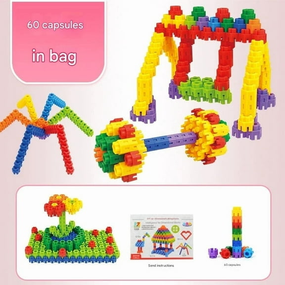 Japceit Hexagon Building Blocks Set, Snap-Together Creative Construction Toys, Interlocking Plastic Puzzle Blocks for Brain Training, Learning, Educational Play