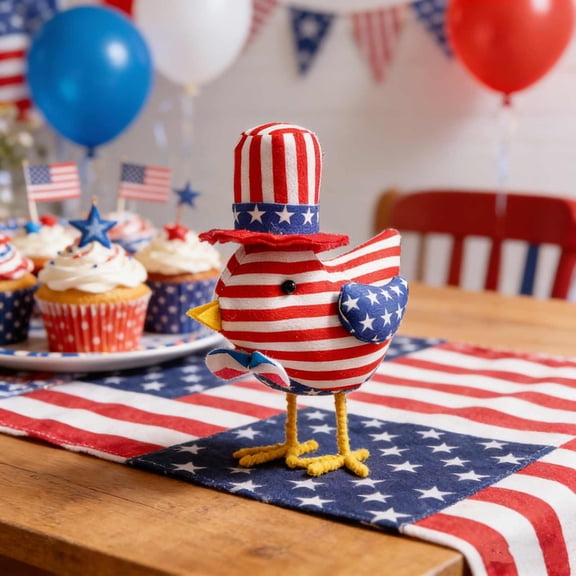 Japceit Independence Day Cloth Chicken Doll Statue, Patriotic Turkey Doll Decoration,Work Desk Decor,For Holiday Celebrations