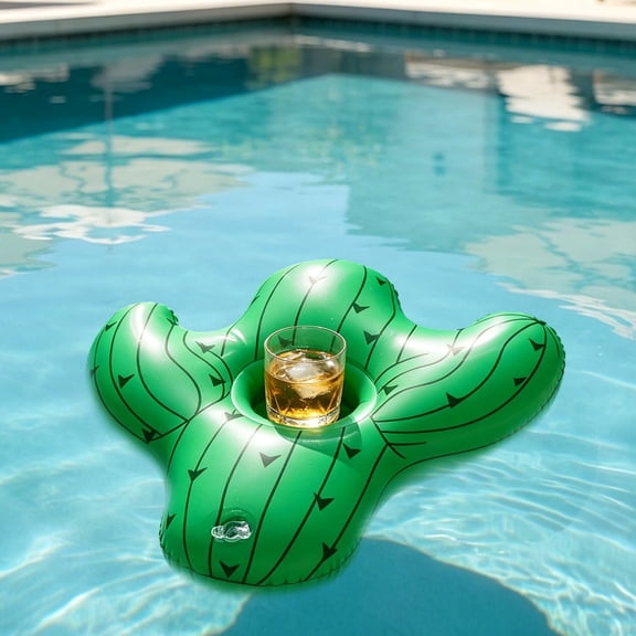 Japceit Inflatable Palm Tree Drink Holder, Cactus Floating Cup Cooler, Summer Pool Floaties For Beach Themed Party