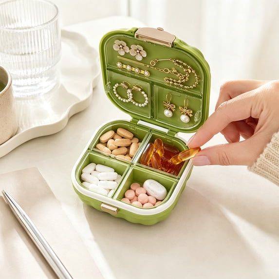 Japceit Jewelry Travel Case, Compartmentalized Storage Box For Earrings Rings Necklaces, Portable Mini Pill Organizer, Small Trinket Holder