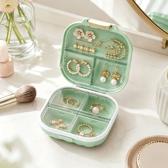 Japceit Jewelry Travel Case, Compartmentalized Storage Box For Earrings Rings Necklaces, Portable Mini Pill Organizer, Small Trinket Holder