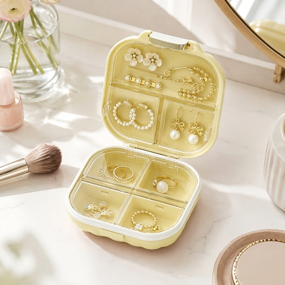 Japceit Jewelry Travel Case, Compartmentalized Storage Box For Earrings Rings Necklaces, Portable Mini Pill Organizer, Small Trinket Holder