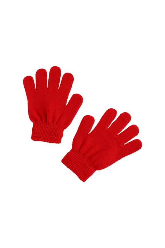 Kids' Knit Winter Gloves, Solid Color Split Finger Design, Soft Stretchable Handwear for Cold Weather Activities