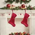 thumbnail image 1 of Japceit Knotted Velvet Christmas Sock, Bow Accent Holiday Tree Pendant, Festive Hanging Decor for Xmas Tree, Mantel, Seasonal Home Arrangement, 1 of 6