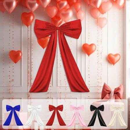 Japceit Large Decorative Bow, 60x27cm Party Decor with 82cm Tail, Elegant Wall Hanging for Weddings, Christmas Tree Ornament or Festive Home Decoration, Reusable Celebration Accent