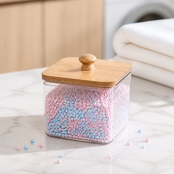 Japceit Laundry Pods Container With Lid,Clear Laundry Room Organization,Plastic Square Storage,For Home Storage