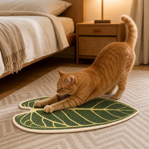 Japceit Leaf-Shaped Natural Sisal Cat Scratch Pad,Creative Cat Scratching Mat,Wall Mounted Scratch Pad,Durable Claw Trimming Boards For Indoor Cats