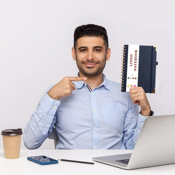 Japceit Leather Bound A5 Notebook, Spiral Wire Journal with Ruled Pages for Note Taking, Thickened Paper Notepad for Office Use, Classic Loose-leaf Design with Horizontal Lines