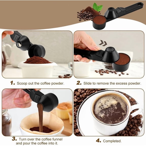 Japceit Long Handle Coffee Scoop, Sliding Spoon with Measuring Capacity for Coffee Grounds, Stainless Steel Coffee Dispensing Scoop for Kitchen, Pantry, Office