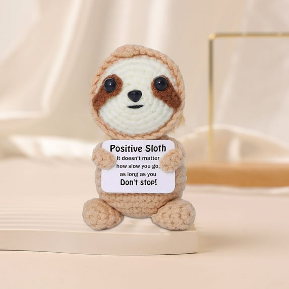 Japceit Mini Positive Message Stuffed Animal, Knitted Wool Plush Toy with Card, Cute Crochet Animal Doll for Gift, Collection