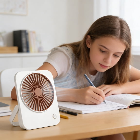 Japceit New Battery Version Desktop Mini Fan, Powered by No.5 Battery, Compact Electric Fan with Custom Print Option, Ideal Small Gift for Promotion and Daily Use