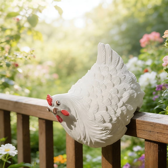 Japceit Outdoor Garden Chicken Fence Decor, Ornamental Hen Landscape Decoration, Farmhouse Yard Art, Display Piece