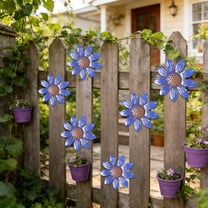 Japceit Outdoor Iron Daisy Wall Hanging, Garden Courtyard Creative Horticultural Decoration, Metal Art Piece for Patio, Fence, and Exterior Wall Decor