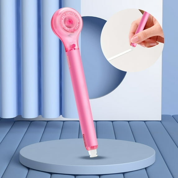 Japceit Pen-Style Revision Tape Dispenser, Retractable Mini Correction Tape with Replaceable Core, Error Cover Mechanism for Paper Editing, Assignment Polishing, Document Refinement