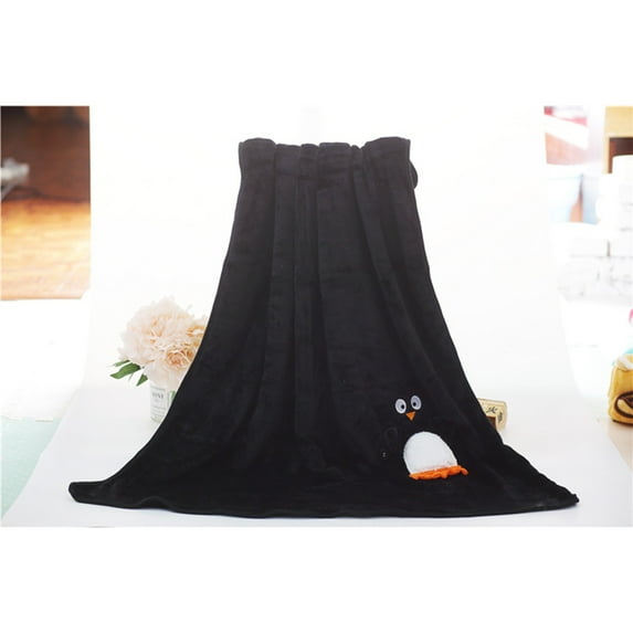 Japceit Penguin Christmas Blanket, Double-Sided Flannel Festive Holiday Throw, Creative Bird Design Gift Cover for Sofa, Bed, Winter Comfort