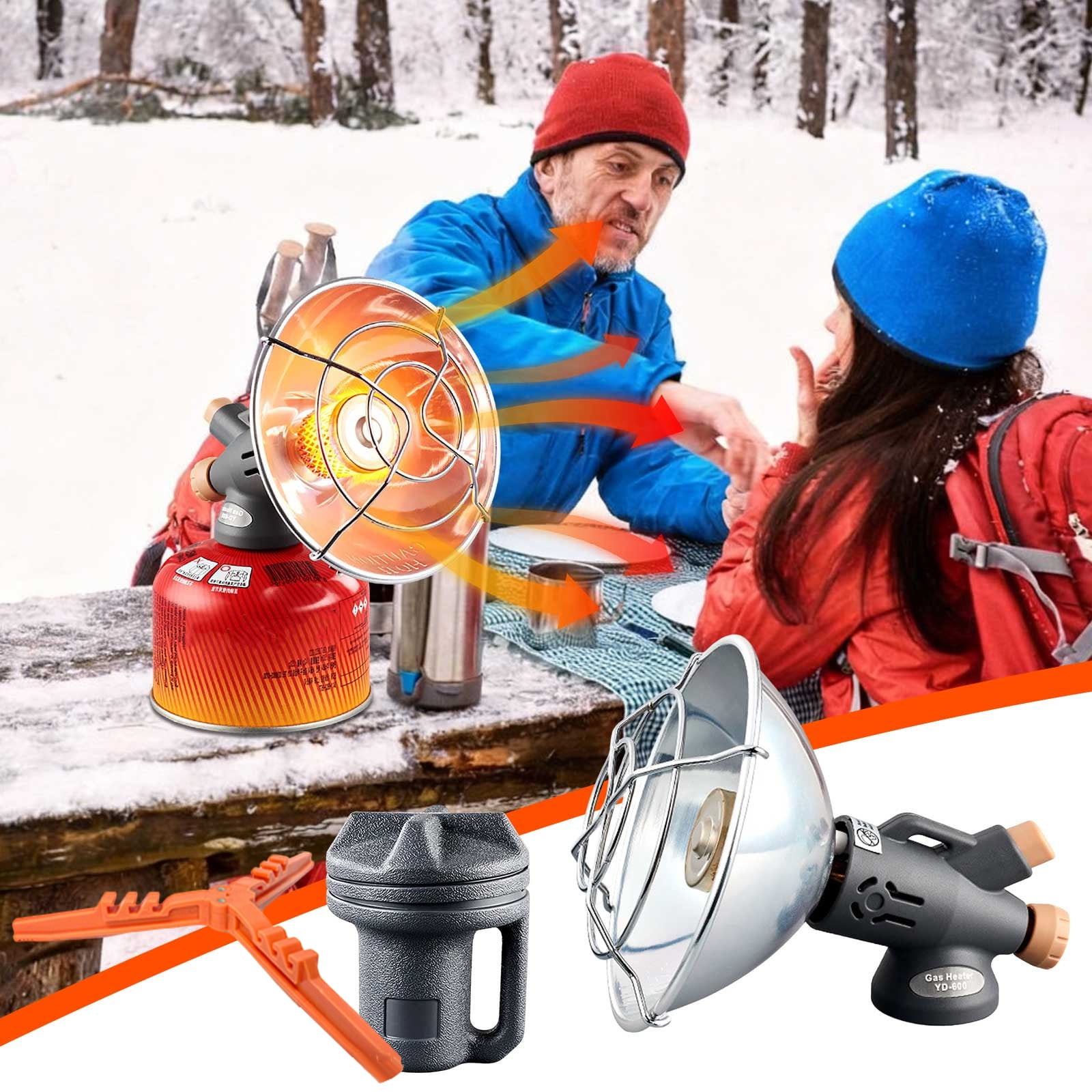 Japceit Portable Camping Heater Stove, Compact Gas Stove for Outdoor Warming, Mini Heater for Tent, Ice Fishing, Winter Activities, with Stabilizer Base