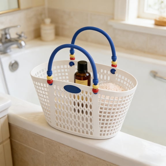 Japceit Portable Shower Caddy Tote Bag Storage Basket With Handle,Sandproof Beach Tote,Box Organizer Bin For Bathroom And Outdoor Use