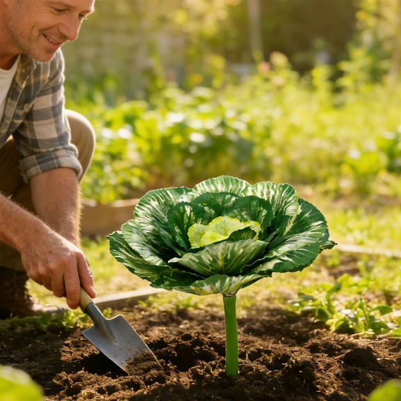 Japceit Realistic Artificial Cabbage,garden yard Plastic Botanical Props,Reusable Non-Fading Photography Styling,for home yard