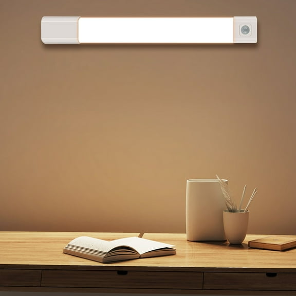 Japceit Rechargeable Under Cabinet Lighting Wireless, 11.8" Motion Sensor LED Light Bar Indoor, Magnetic Battery Powered Operated Wall Strip Lights with Remote Control for Desk Mirror Closet