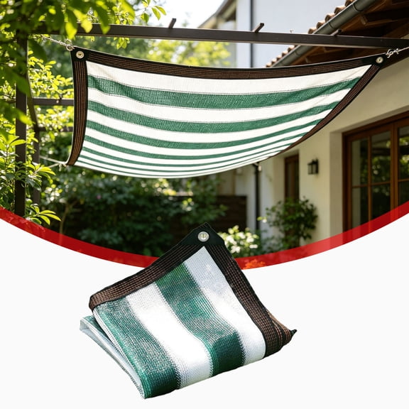 Japceit Rectangle Sun Shade Outdoor Pool Canopy Block Green White Stripe Awning for Patio Garden Backyard UV Protection Screen