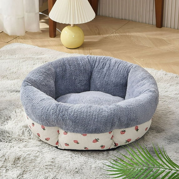Japceit Round Pet Bed for Dogs, Thickened Washable Winter Dog Mat, Cozy Plush Cat Nest with High Sides for Warmth, Comfort, Indoor Sleeping