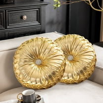 Japceit Round Wheel Pillow Cushion, Shiny Fabric Border Decorative Accent, Versatile Sofa Bedside Window Seat