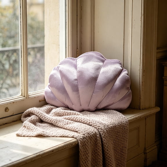 Japceit Seashell Throw Pillow, Satin Shells Cushion, Decorative Home Accent, Soft Plush Toy For Bedroom Living Room