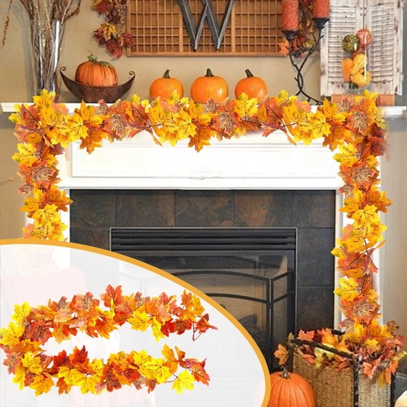 Japceit Simulation Maple Leaf Garland, Autumn Vine Stair Door Decoration, Fall Theme Home Decor for Windows, Walls, Garden Display