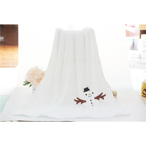 Japceit Snowman Christmas Blanket, Double-Sided Flannel Festive Holiday Throw, Creative Seasonal Design Gift Cover for Sofa, Bed, Winter Comfort