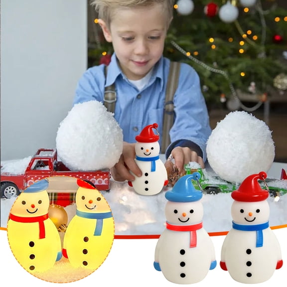 Japceit Snowman Night Light, LED Table Lamp with Handheld Handle for Holiday Decor, Festive Illuminated Decorations for Indoor Home, Bedside, Photography Prop