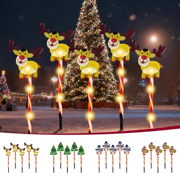 Japceit Solar Christmas Light Set, LED Waterproof Outdoor Holiday Decorations, Moving Santa and Reindeer Yard Figures with Solar Power for Garden, Patio