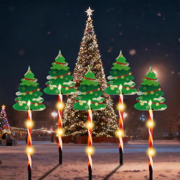 Japceit Solar Christmas Light Set, LED Waterproof Outdoor Holiday Decorations, Moving Santa and Reindeer Yard Figures with Solar Power for Garden, Patio