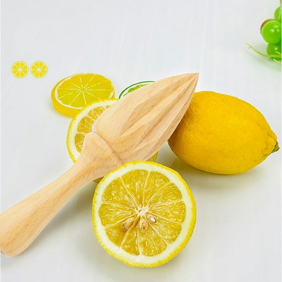 Japceit Solid Beechwood Manual Lemon Juicer, Natural Wood Citrus Press with Non-Slip Base, Handheld Fruit Squeezer for Cocktails, Baking, Juice Extraction