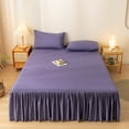 thumbnail image 1 of Japceit Solid Color Bed Skirt, Simple Washed Cotton Bedspread with Dirtproof Non-slip Design, Protective Cover for Mattress, Fitted Sheet Alternative for Bedroom Decor, 1 of 6