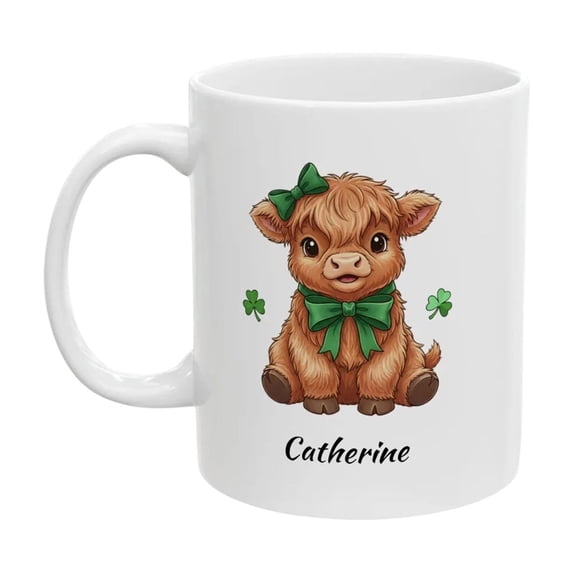 Japceit St. Patrick's Day Ceramic Mug, Festive Cow and Clover Pattern Coffee Cup, Irish Holiday Themed Mug for Hot Beverages, Gift, Kitchen, Office Use