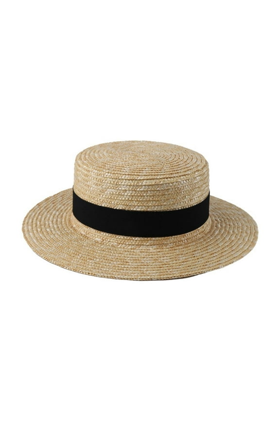 Japceit Straw Boater Hat for Women and Men, Foldable Flat Panama Hat, Beach Sun Hat Protection, Flat Top Fodder Hat for WomenS Summer Sun, Seaside Beach Hat for Sun Protection and Style