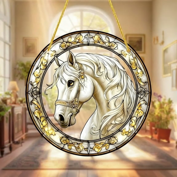 Japceit Two-Dimensional Acrylic Horse Hanging Ornament, Spring Design Light Catchers Decor, Creative Wall Pendant for Living Space and Room Decoration Enhancement