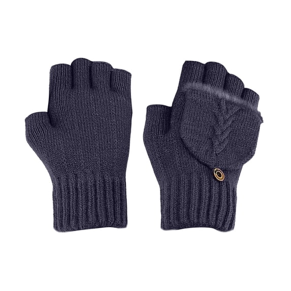 Japceit USB Heated Gloves, Half Finger Flip Knit Warm Gloves, Rechargeable Electric Hand Warmer for Outdoor Sports, Commuting, Cold Weather Protection